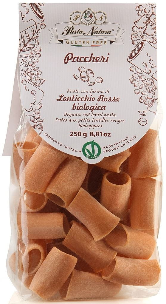 Pasta (made with red lentils and rice) Paccheri gluten-free BIO 250 g - PASTA NATURA