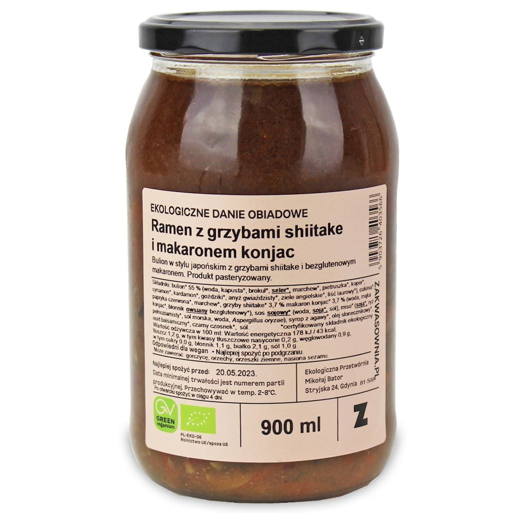 Soupe ramen aux champignons shiitake et nouilles de konjac BIO 900 ml - ZAKWASOWNIA