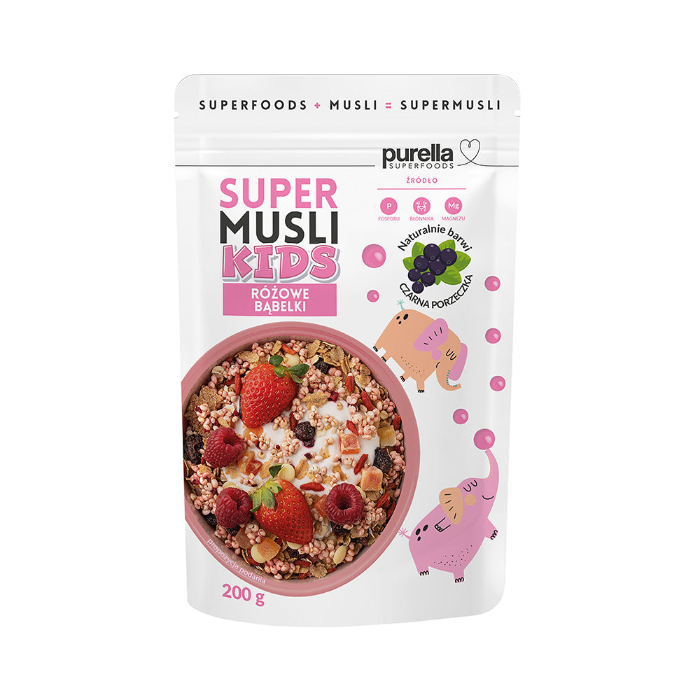 Supermusli Kids Pink Bubbles 200g - PURELLA SUPERFOODS