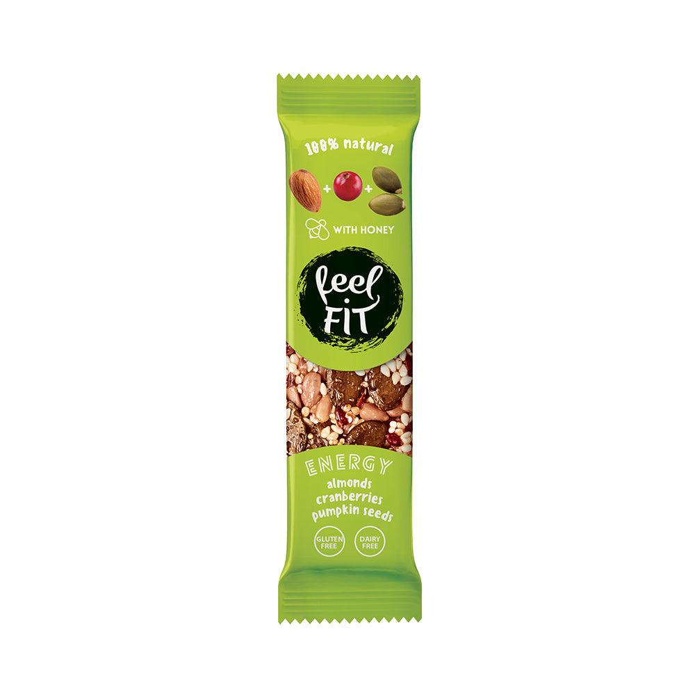 Nut bar with almonds, cranberries and pumpkin 35 g - FEEL FIT