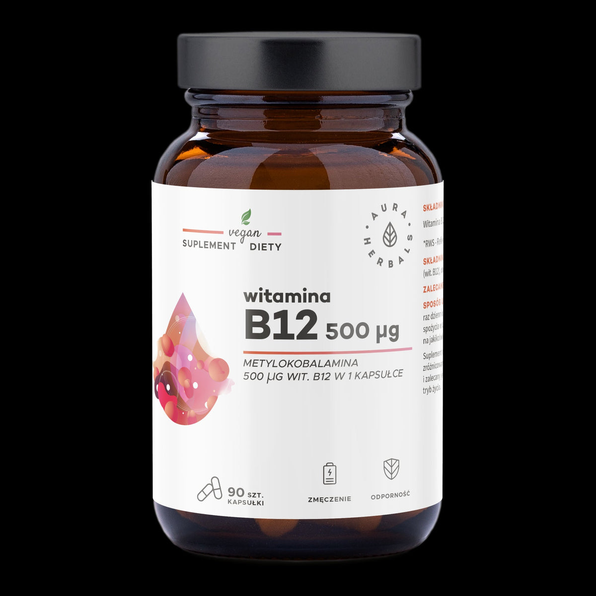 Vitamin B12 500 µg Methylcobalamin 90 Capsules Aura Herbals