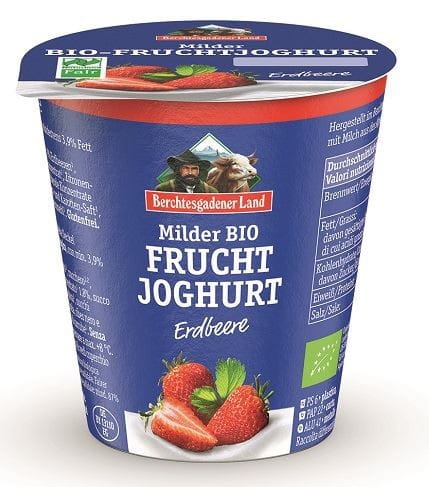 STRAWBERRY YOGHURT (3.9% FAT IN MILK) GLUTEN FREE ORGANIC 150 g - BERCHTESGADENER LAND