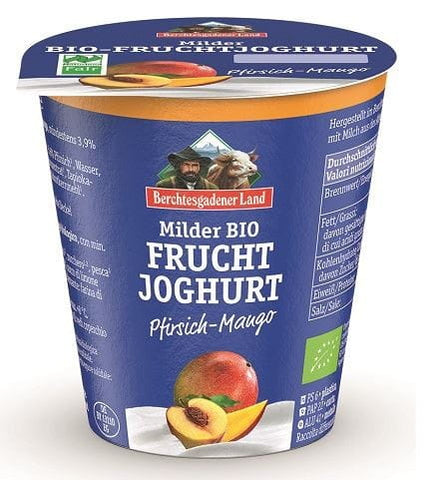 PEACH YOGHURT - MANGO (3.9% FAT IN MILK) GLUTEN FREE ORGANIC 150 g - BERCHTESGADENER LAND