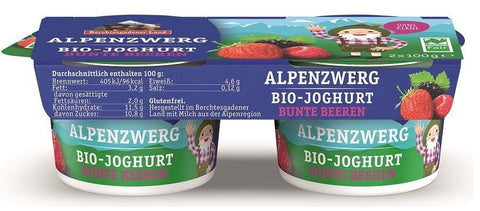 FOREST FRUIT YOGHURT (3.9% FAT IN MILK) ORGANIC GLUTEN FREE (2 x 100 g) 200 g - BERCHTESGADENER LAND