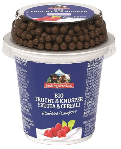 RASPBERRY YOGURT WITH CHOCOLATE BALLS ORGANIC 150 g - BERCHTESGADENER LAND