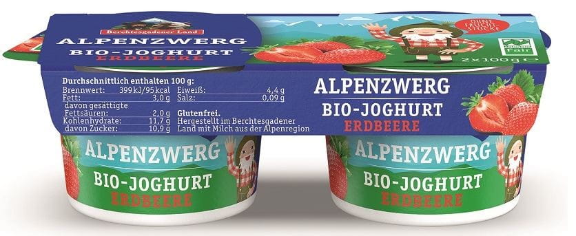 ERDBEER JOGHURT (3,9 % FETT IN MILCH) BIO GLUTENFREI (2 x 100 g) 200 g - BERCHTESGADENER LAND