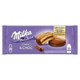 MILKA CHOC&CHOC COOKIES MIT KAKAOFÜLLUNG UND SCHOKOLADENSTRECKEN 150 G