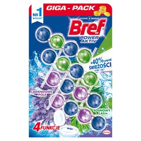 BREF WC POWER AKTIV WASCH- UND DUFTANHÄNGER FÜR WC GLÜHBIRNEN KIEFERWALD + LAVENDELFELD 50 G 4 STÜCK