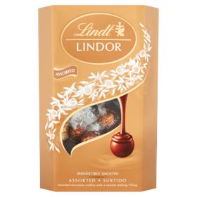 LINDT LINDOR MILCHSCHOKOLADE UND WEISSE PRALINEN MIT FÜLLUNG 337 G