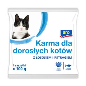 ARO NASSFUTTER FÜR ERWACHSENE KATZEN MIT LACHS UND FORELLE 100 G 4 STÜCK