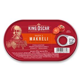 KING OSCAR MAKREEL FILETS IN TOMATENSAUCE 160 G 16 STÜCK