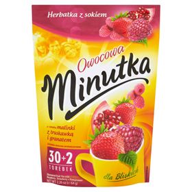 FRUIT MINUTE MIT HIMBEERGESCHMACK MIT ERDBEER- UND GRANATAPFEL-TEE MIT SAFT 64 G (32 BEUTEL) 10 STÜCK