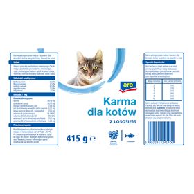 ARO NASS ALLEINFUTTER MIT LACHS FÜR ERWACHSENE KATZEN ALLER RASSEN, STÜCKE IN SAUCE 415 G