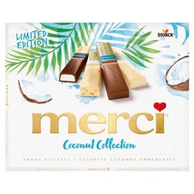 MERCI COCONUT COLLECTION SCHOKOLADEN 4 ARTEN KOKOSNUSS-SCHOKOLADENSPEZIALITÄTEN 250 G