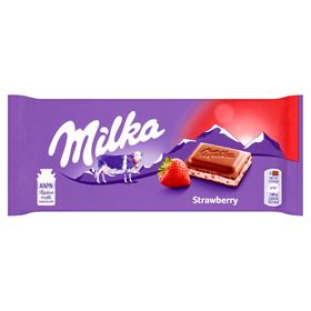 MILKA MILCHSCHOKOLADE MIT ERDBEERFÜLLUNG 100 G