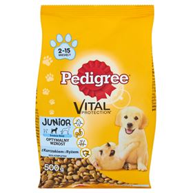 PEDIGREE VITAL PROTECTION JUNIOR MIT HUHN UND REIS MITTLERE RASSEN ALLEINFUTTER 500 G 12 STÜCK