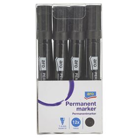 ARO MARKER PERMANENT SCHWARZ 1-4 MM 12 STÜCK