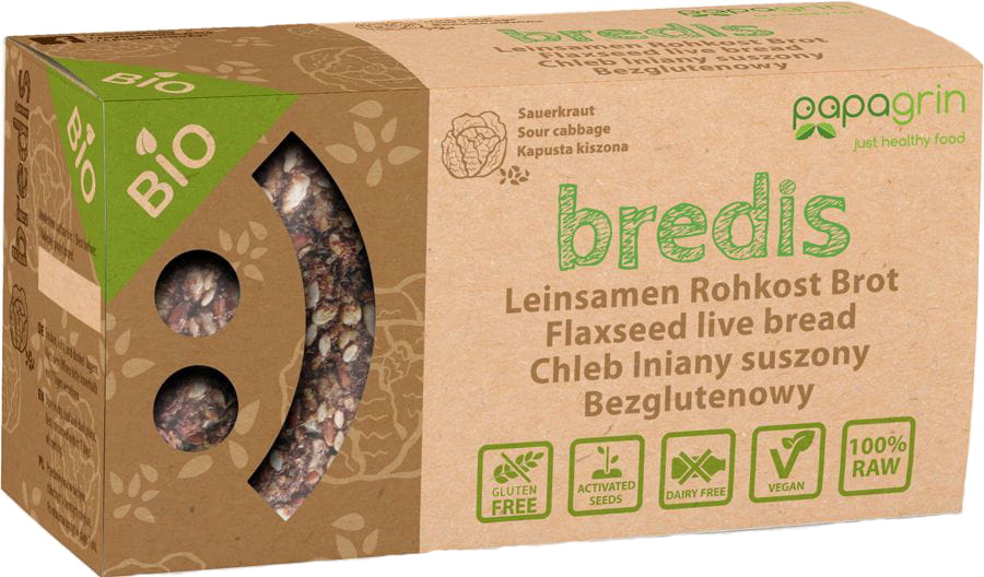 Getrocknetes Leinbrot mit Sauerkraut glutenfrei BIO 70 g - PAPAGRIN