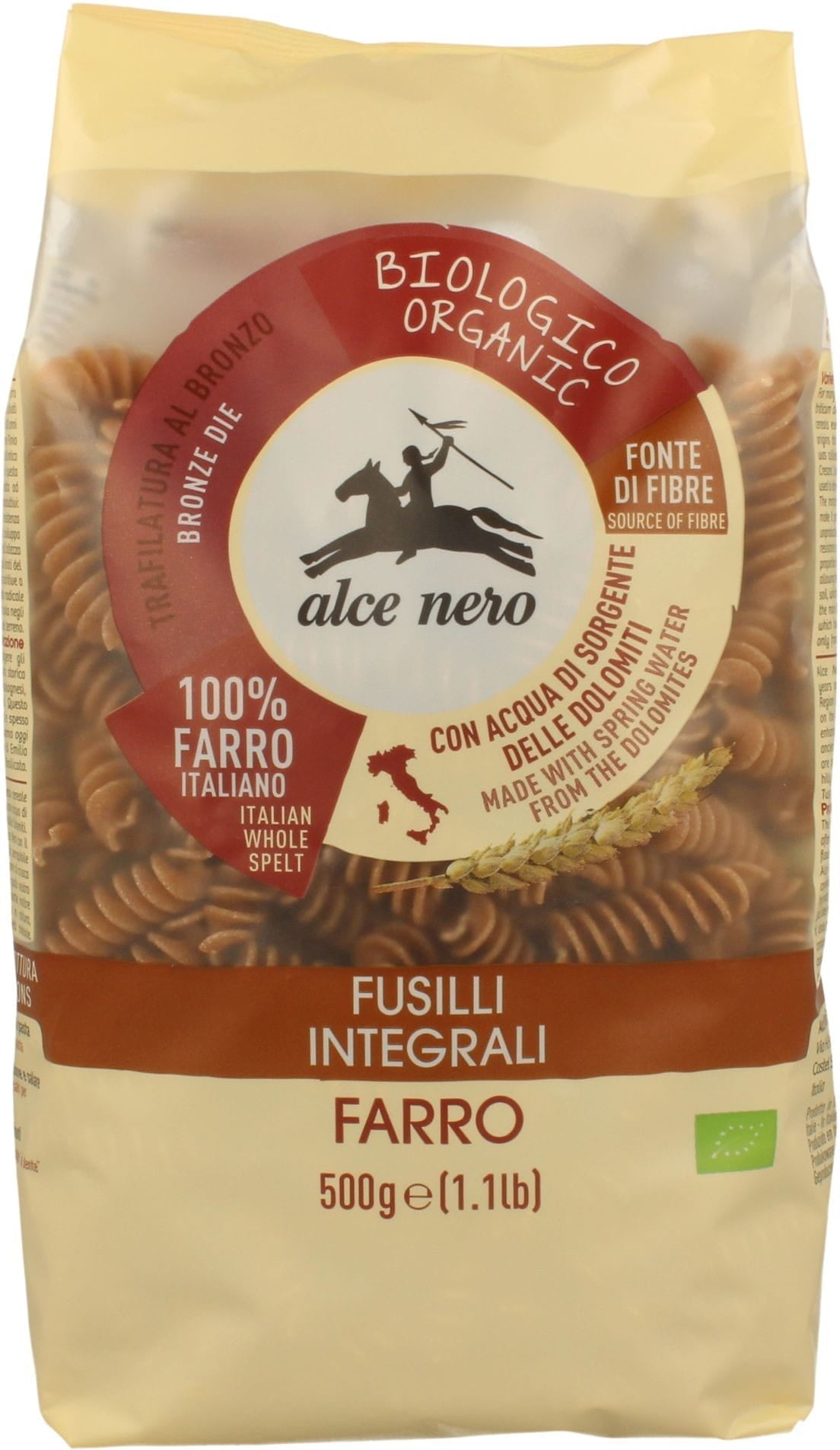 Pasta (Dinkelvollkorn) Fusilli BIO 500 g - ALCE NERO