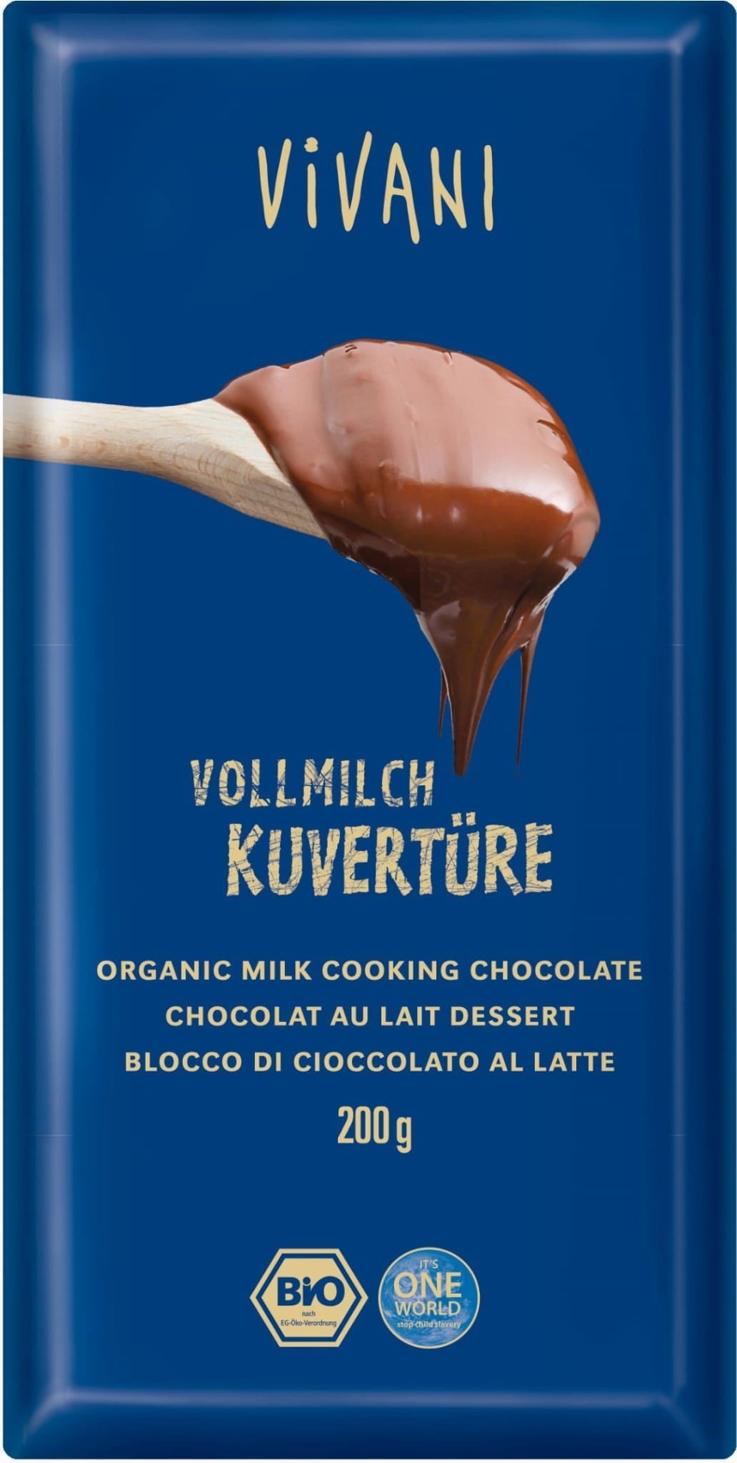 Milchkuvertüre zum Kochen BIO 200 g - VIVANI